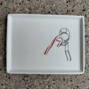 New 2010 Retired Oliver Candy Cane Bite Appetizer Plate